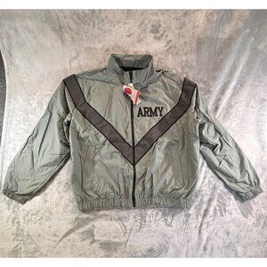 VTG Army Jacket Men Medium Long Gray Windbreaker Lined Fitness Nylon Zip Trainin